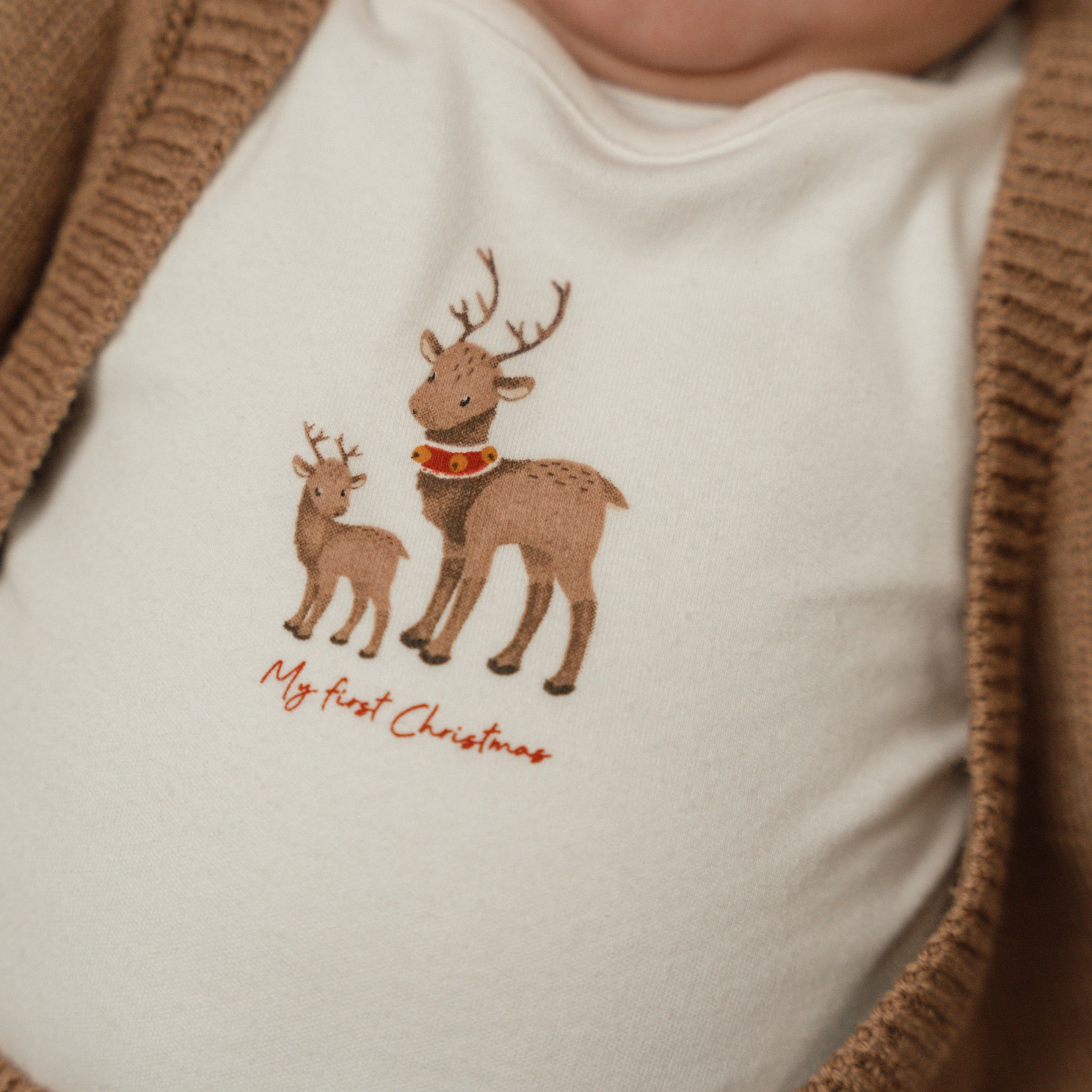 Little Dutch Bodysuit My First Christmas long sleeves | White