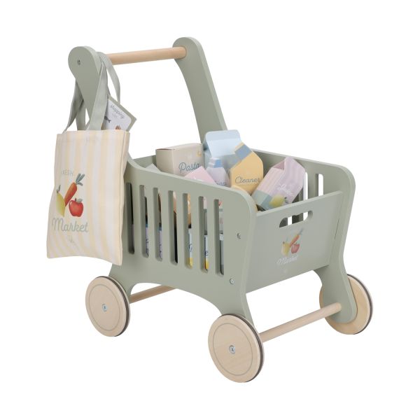 Little Dutch Wooden Shopping Cart + Shopper + Accessories