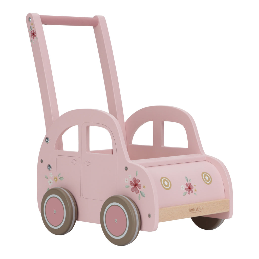 Little Dutch Wooden Vintage Push Cart Walker | Pink