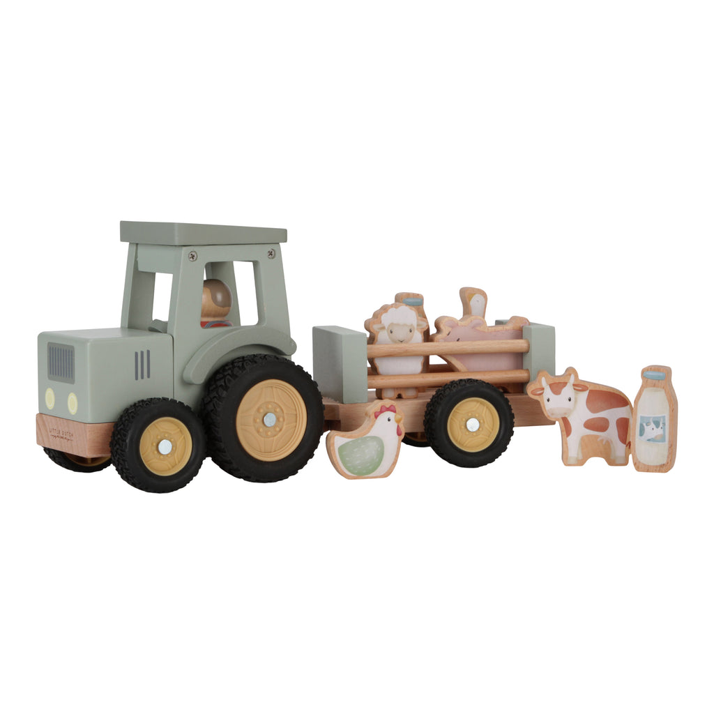 Little Dutch Wooden tractor with trailer | Little Farm