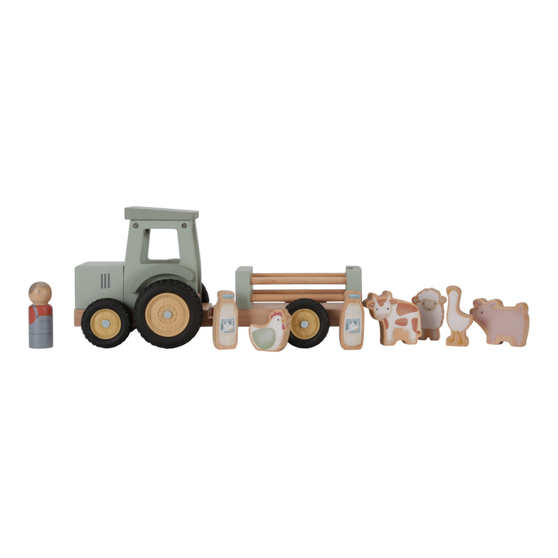 Little Dutch Wooden tractor with trailer | Little Farm