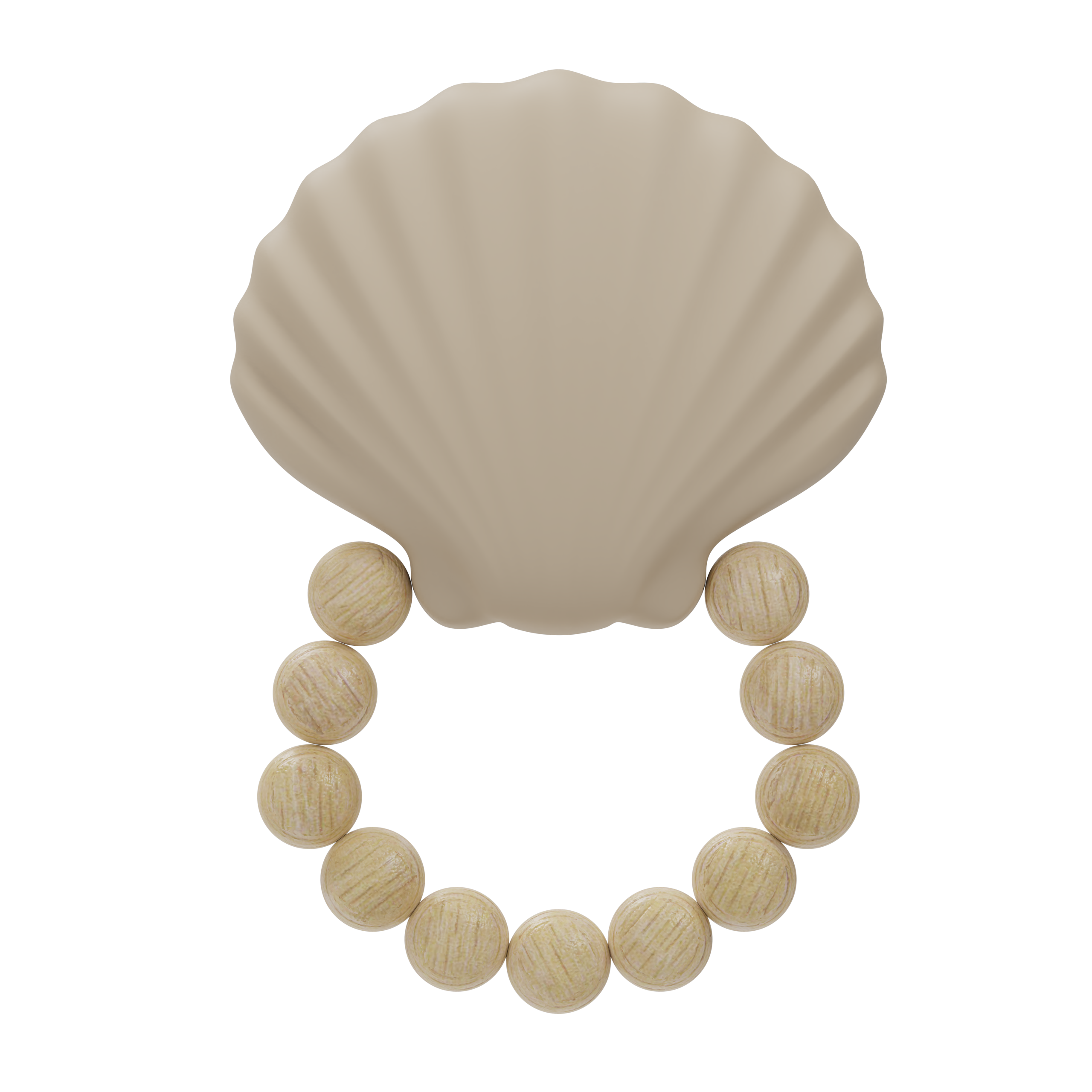 Label Label Silicone Teether Toy | Shell Nougat