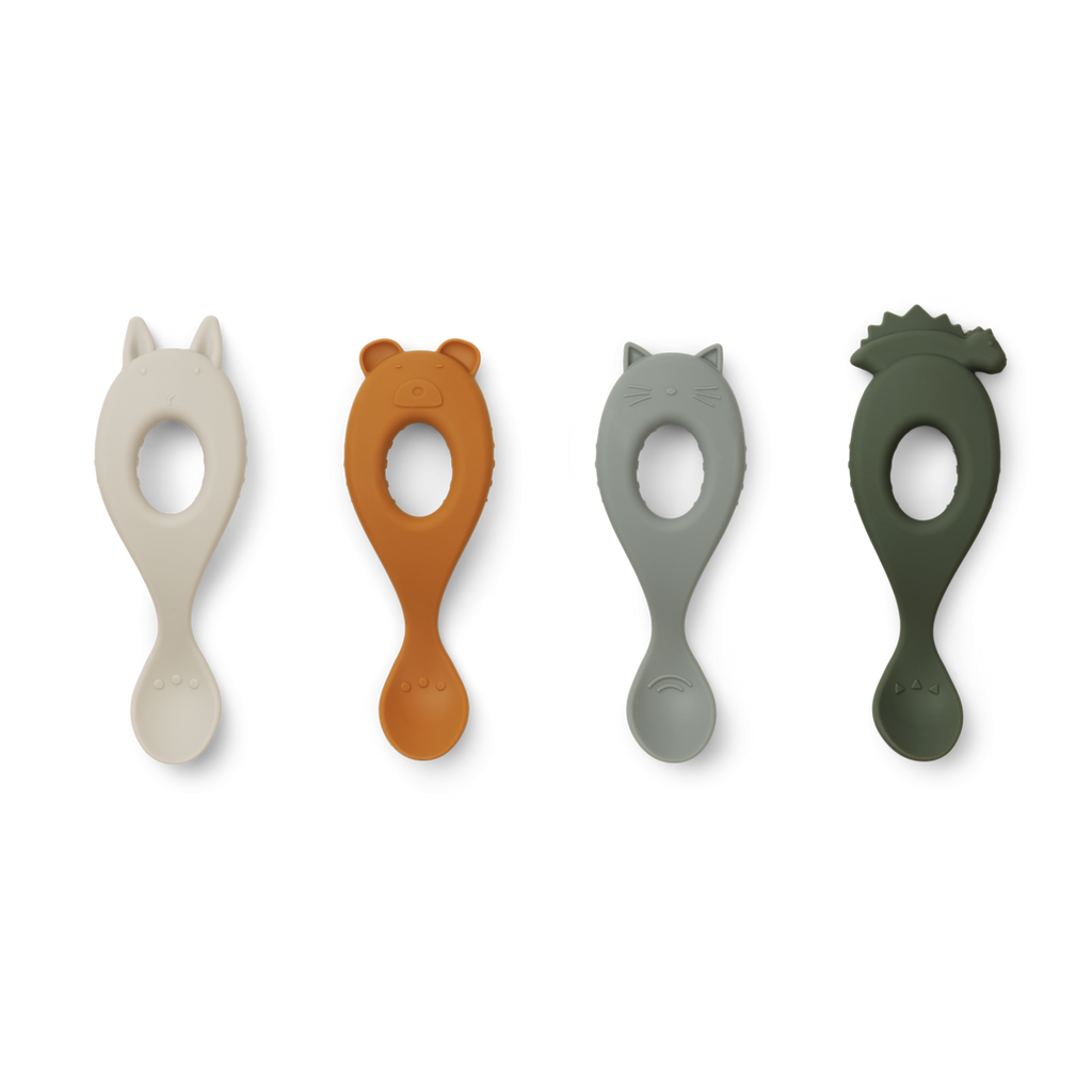 Liewood Liva Silicone Spoon 4-Pack | Hunter green mix