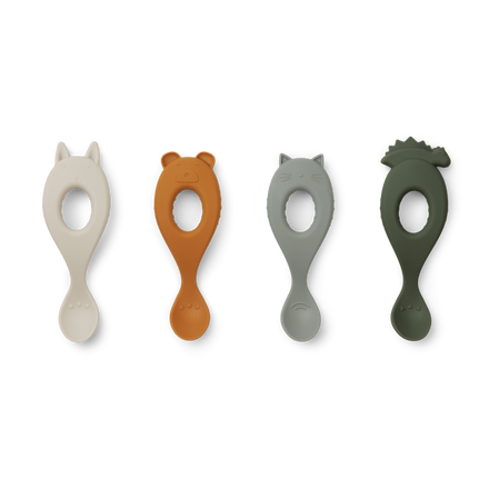 Liewood Liva Silicone Spoon 4-Pack | Hunter green mix