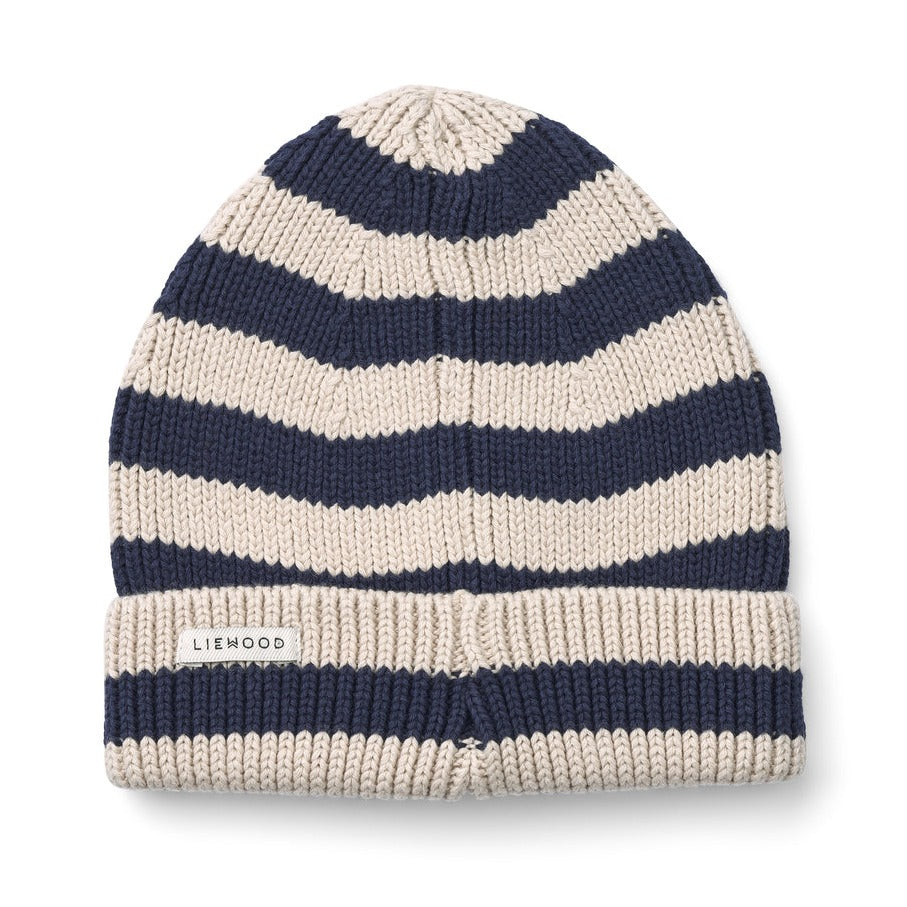 Liewood Ezra Beanie | Stripe Classic Navy - Sandy