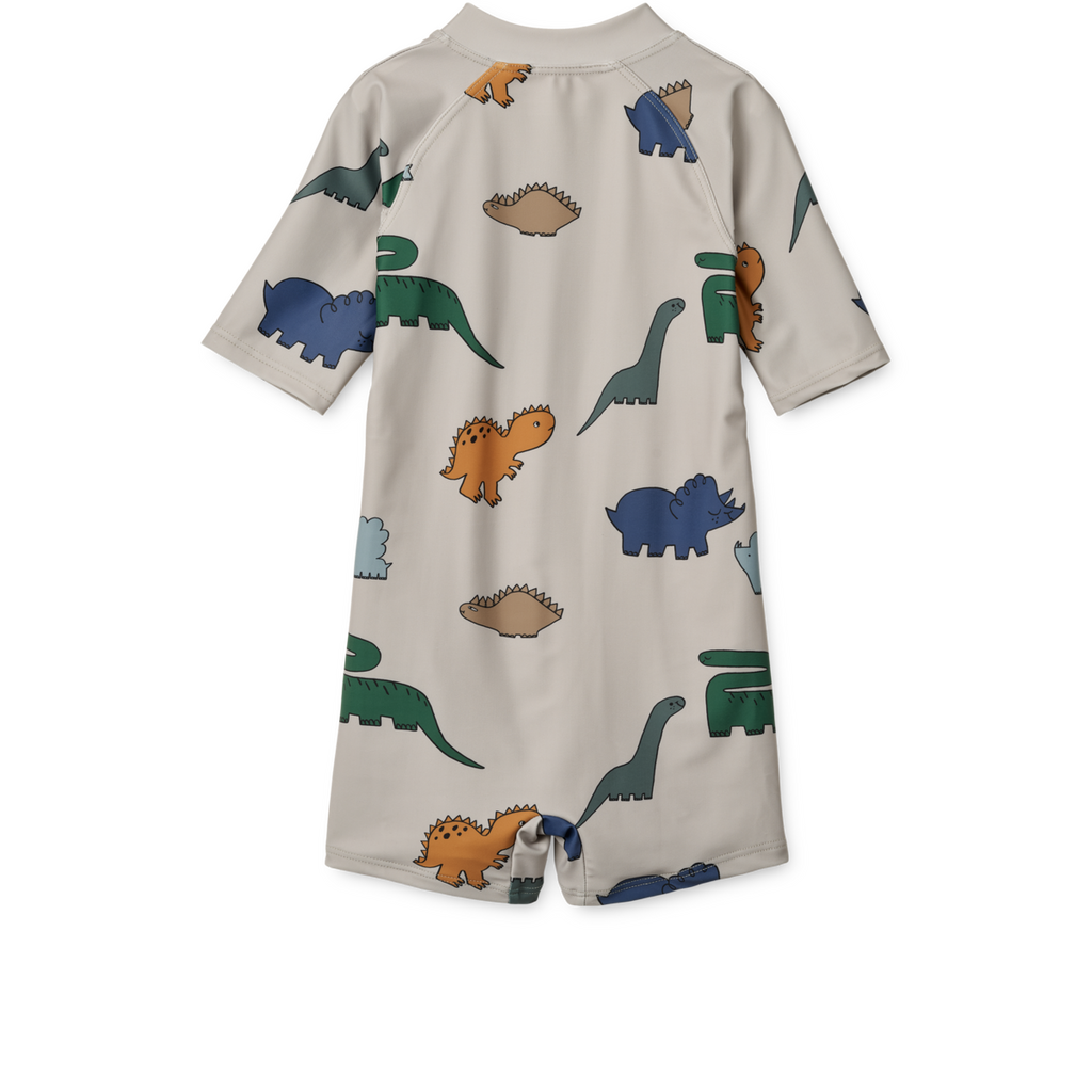 Liewood Max Short Sleeve Swim Jumpsuit | Dinosaurs /Fog