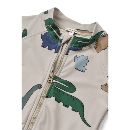 Liewood Max Short Sleeve Swim Jumpsuit | Dinosaurs /Fog