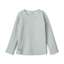 Liewood Noah Seersucker Swim T-shirt with Longsleeves | Y/D Stripe: Sea Blue/White