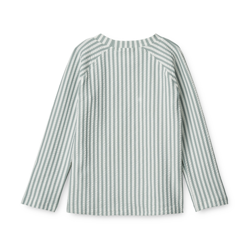 Liewood Noah Seersucker Swim T-shirt with Longsleeves | Y/D Stripe: Sea Blue/White