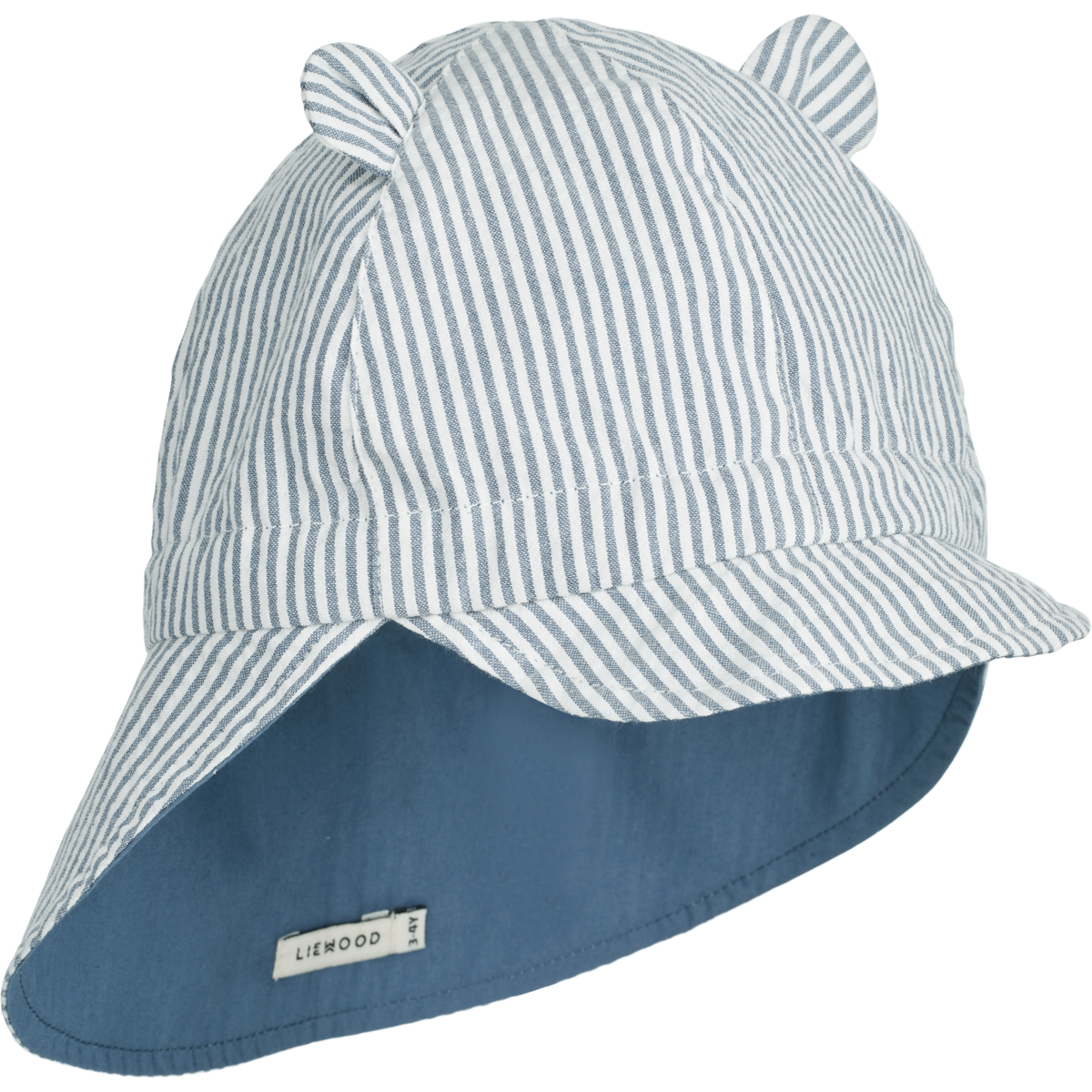 Liewood Gorm Reversible Seersucker Sun Hat with Ears | Y/D Stripe: Blue Wave/Creme de la Creme