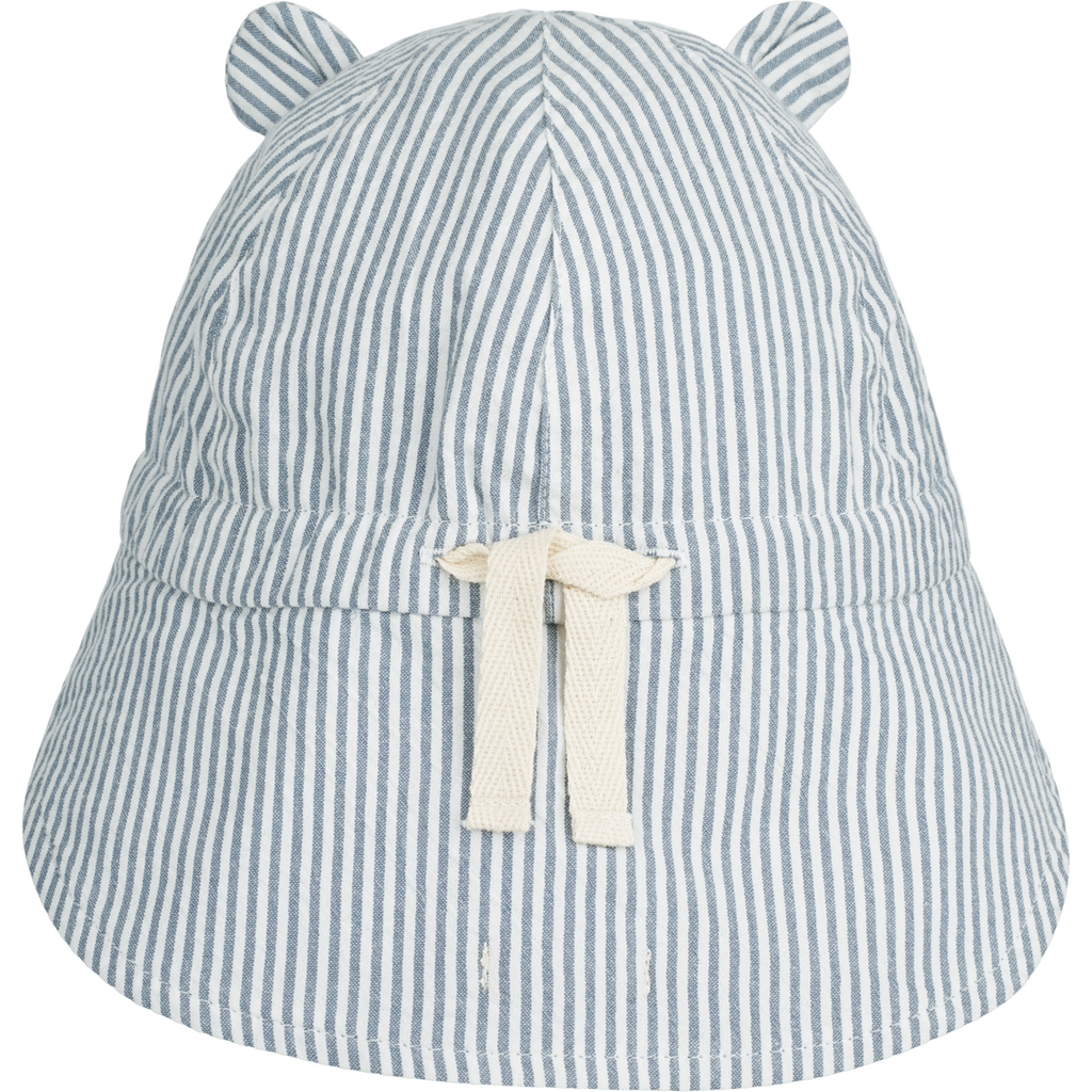 Liewood Gorm Reversible Seersucker Sun Hat with Ears | Y/D Stripe: Blue Wave/Creme de la Creme