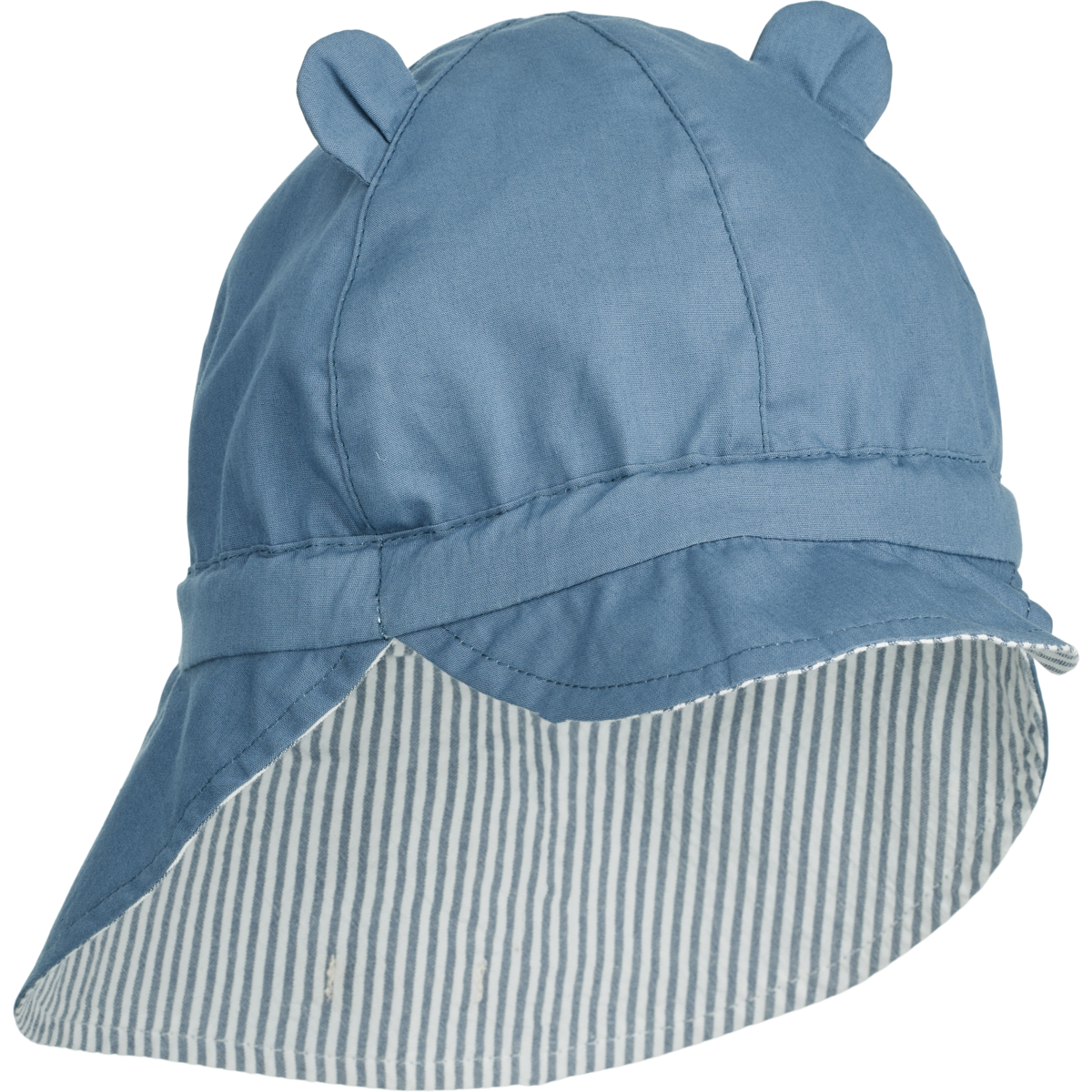 Liewood Gorm Reversible Seersucker Sun Hat with Ears | Y/D Stripe: Blue Wave/Creme de la Creme