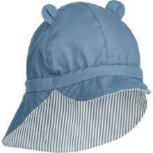 Liewood Gorm Reversible Seersucker Sun Hat with Ears | Y/D Stripe: Blue Wave/Creme de la Creme