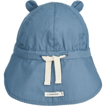 Liewood Gorm Reversible Seersucker Sun Hat with Ears | Y/D Stripe: Blue Wave/Creme de la Creme