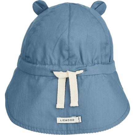 Liewood Gorm Reversible Seersucker Sun Hat with Ears | Y/D Stripe: Blue Wave/Creme de la Creme