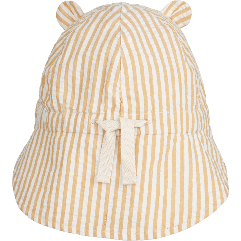 Liewood Gorm Reversible Seersucker Sun Hat with Ears | Y /D Stripes Yellow Mellow /Creme de la Creme