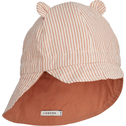 Liewood Gorm Reversible Seersucker Sun Hat with Ears | Y /D Stripe Tuscany Rose /Sandy