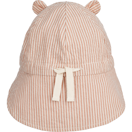 Liewood Gorm Reversible Seersucker Sun Hat with Ears | Y /D Stripe Tuscany Rose /Sandy