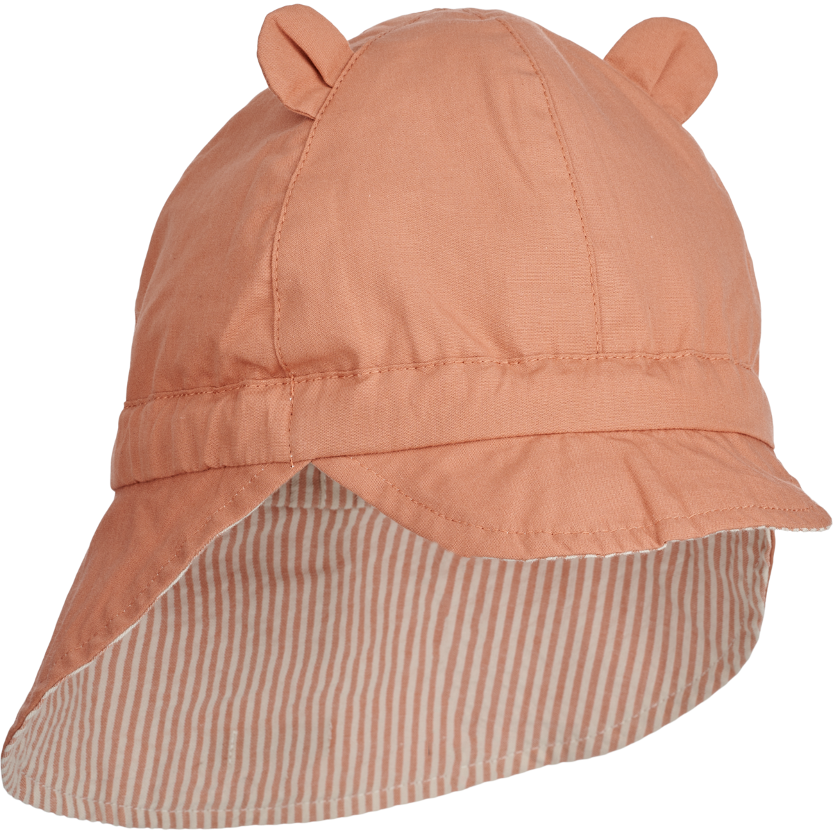 Liewood Gorm Reversible Seersucker Sun Hat with Ears | Y /D Stripe Tuscany Rose /Sandy