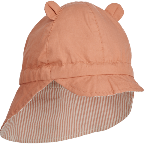 Liewood Gorm Reversible Seersucker Sun Hat with Ears | Y /D Stripe Tuscany Rose /Sandy