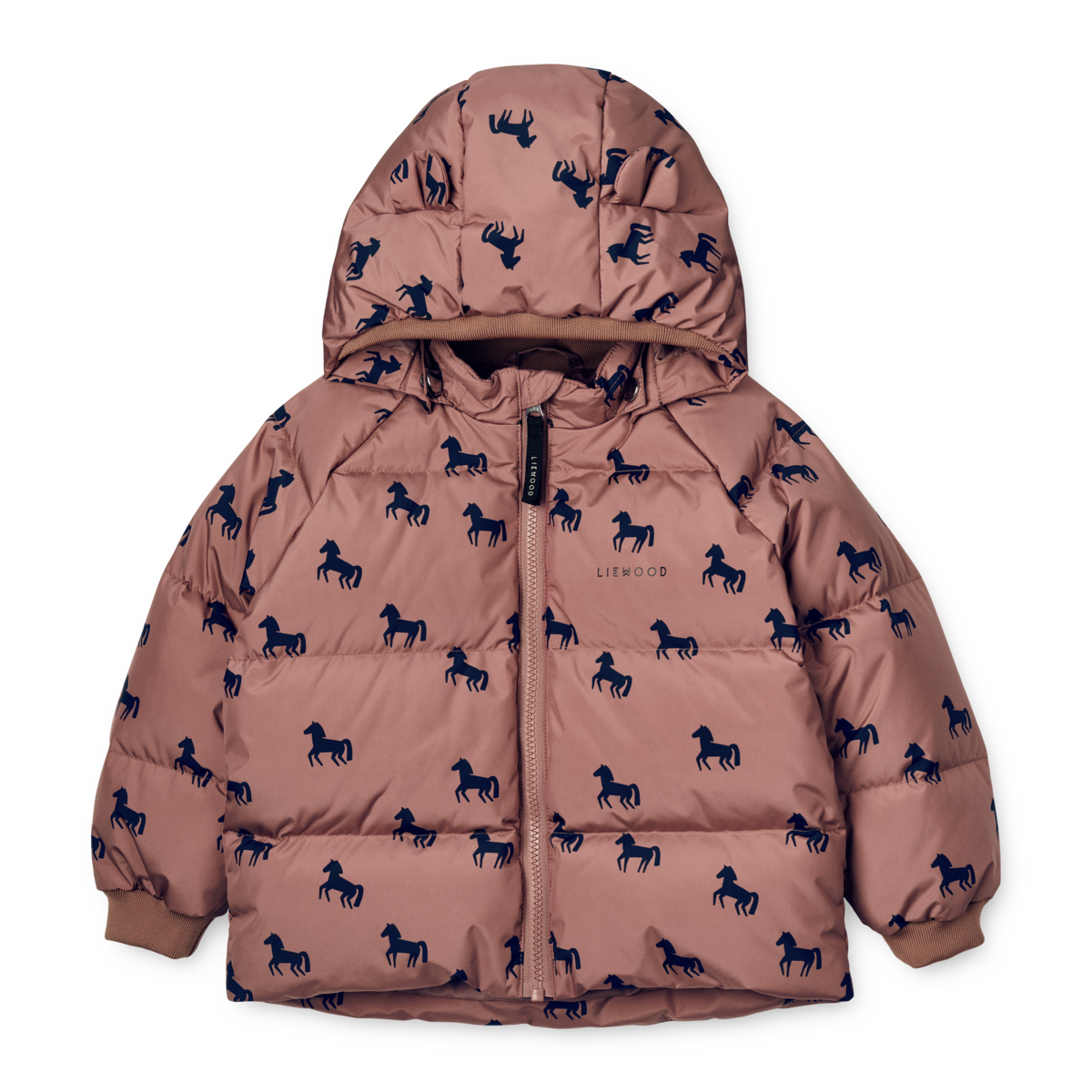 Liewood Polle Puffer Jacket | Horses - Dark Rosetta