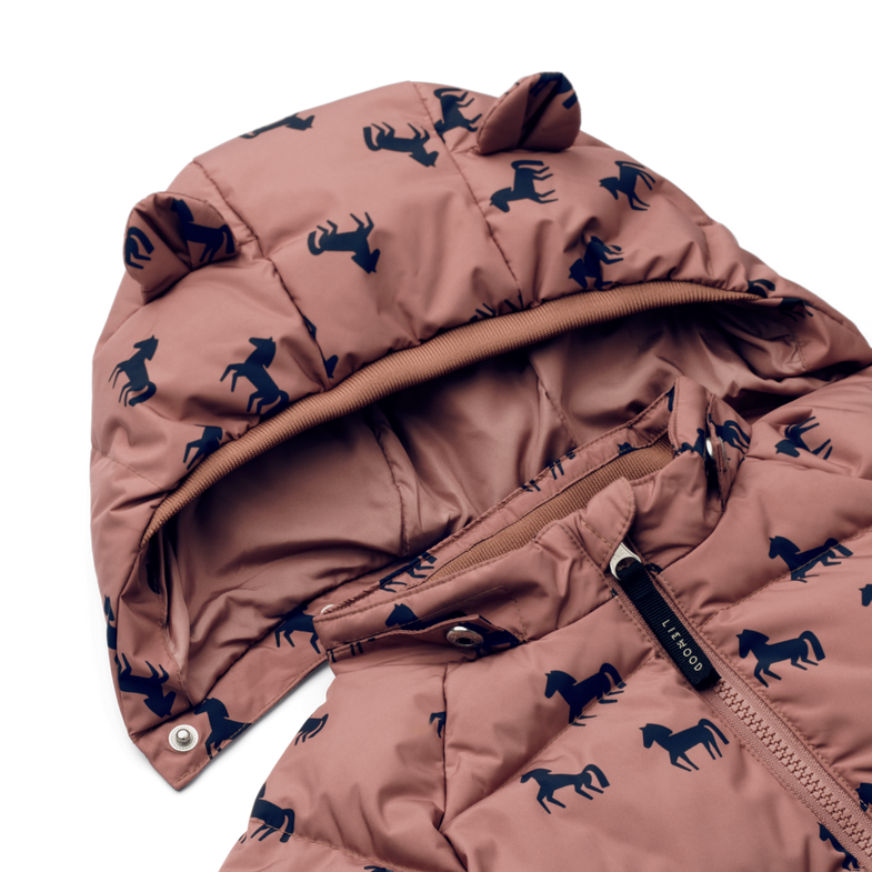 Liewood Polle Puffer Jacket | Horses - Dark Rosetta