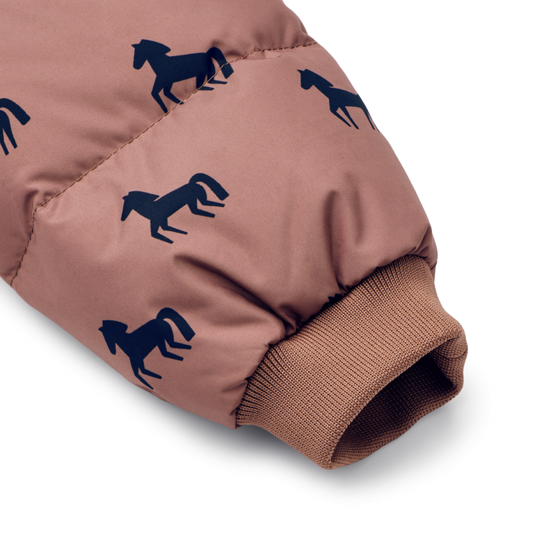 Liewood Polle Puffer Jacket | Horses - Dark Rosetta