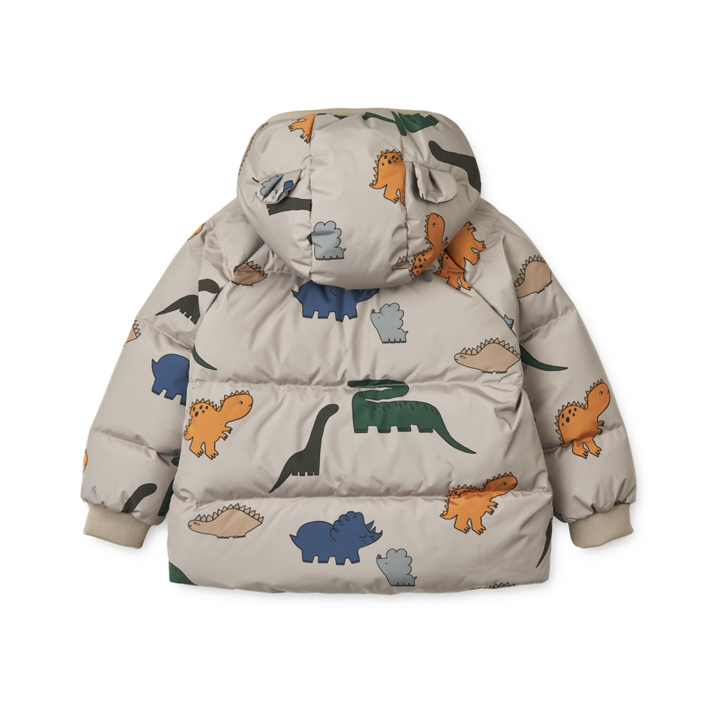 Liewood Polle Down Puffer Jacket | Dinosaurs /Fog