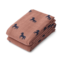 Liewood Lewis Muslin Sheet 2-Pack | Horses /Dark Rosetta