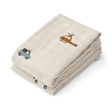 Liewood Lewis Muslin Sheet 2-Pack | Emergency Vehicle /Sandy