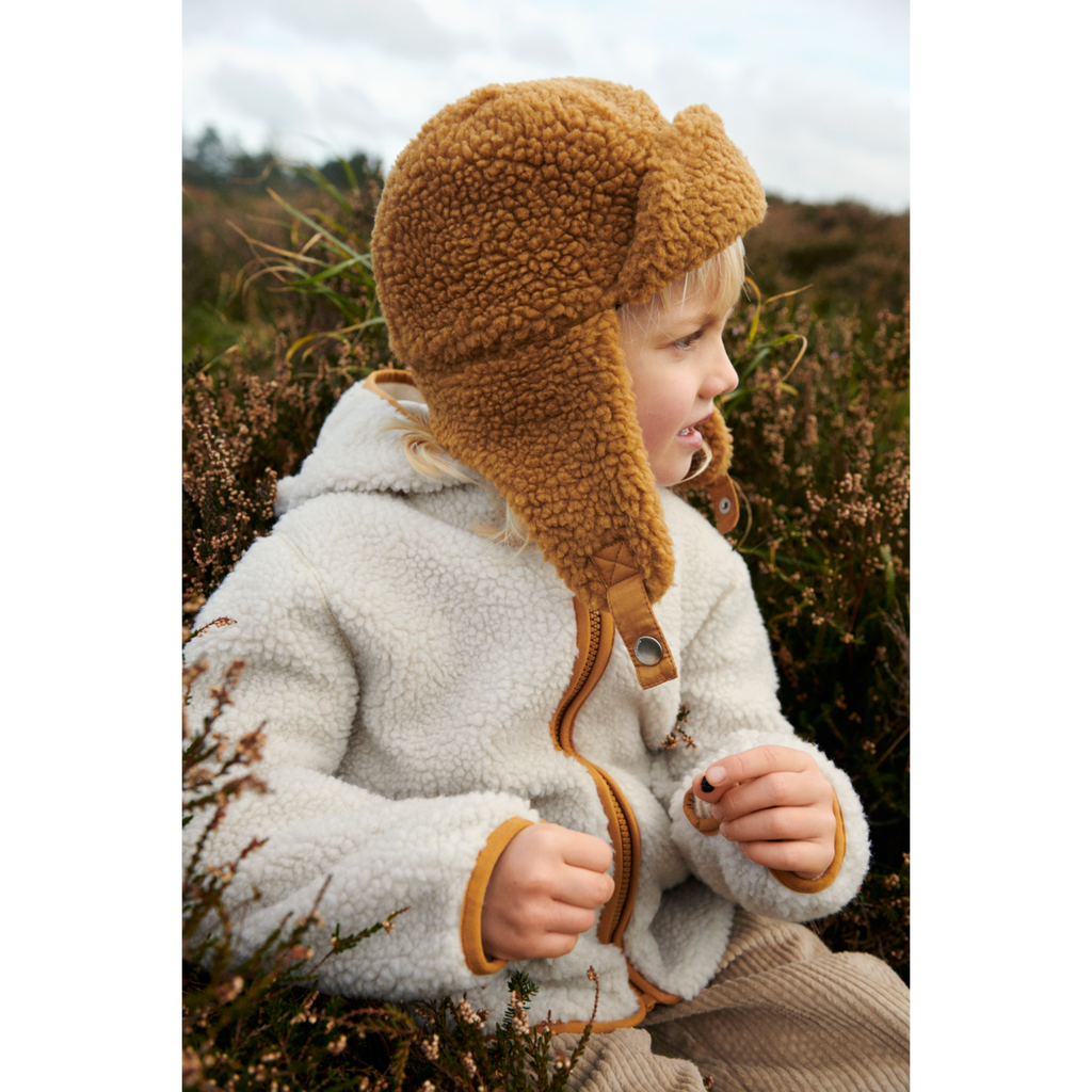 Liewood Mara Pile Jacket With Ears | Sandy /golden caramel mix