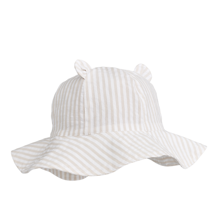 Liewood Amelia Seersucker Sun hat with Ears | Y /D Stripes Crisp White /Sandy