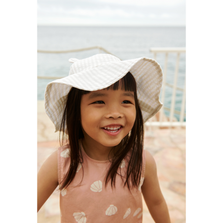 Liewood Amelia Seersucker Sun hat with Ears | Y /D Stripes Crisp White /Sandy