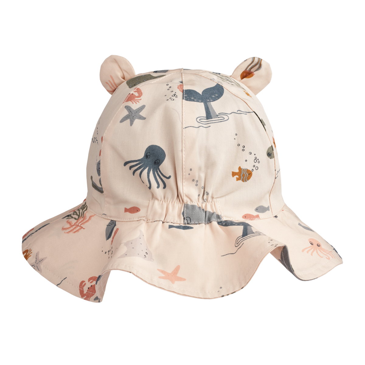 Liewood Amelia Sun Hat With Print With Ears | Sea Creature/Whale Blue