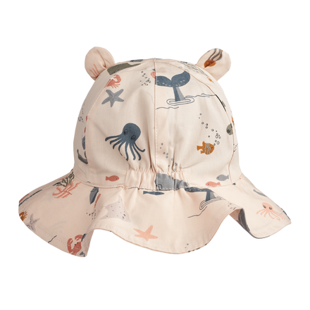 Liewood Amelia Sun Hat With Print With Ears | Sea Creature/Whale Blue