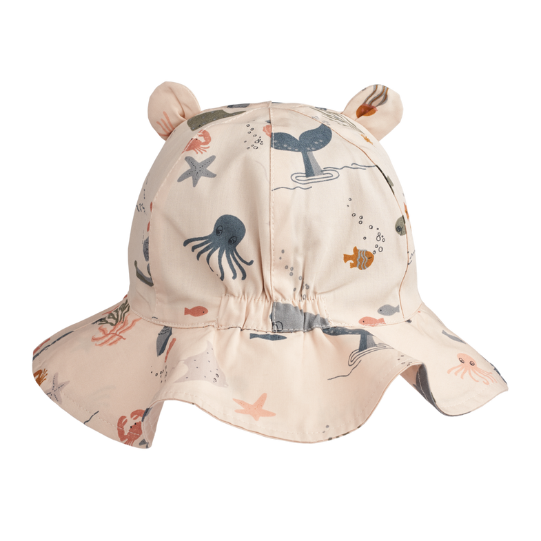 Liewood Amelia Sun Hat With Print With Ears | Sea Creature/Whale Blue