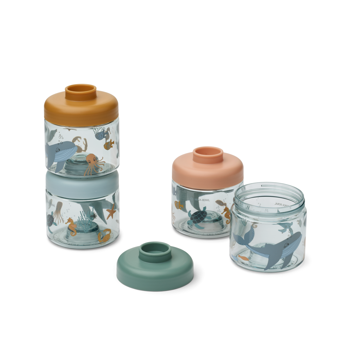 Liewood Dominique Baby Food Storage Jars 4-Pack | Sea Creature /Sandy