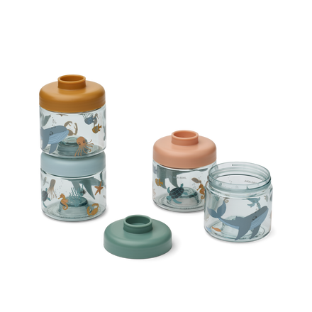 Liewood Dominique Baby Food Storage Jars 4-Pack | Sea Creature /Sandy