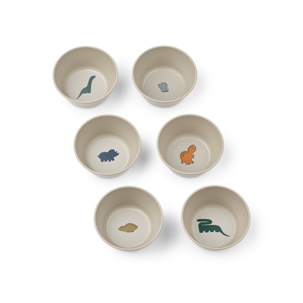 Liewood Cees Bowl 6-Pack | Dinosaurs /Fog