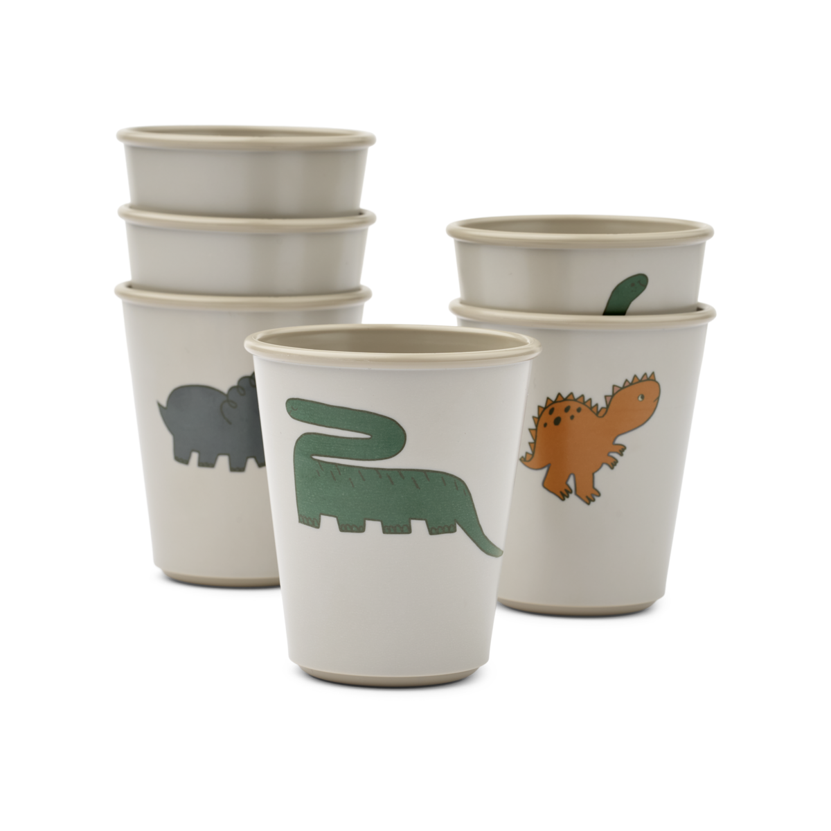 Liewood Lana Party Cups 6-Pack | Dinosaurs /Fog