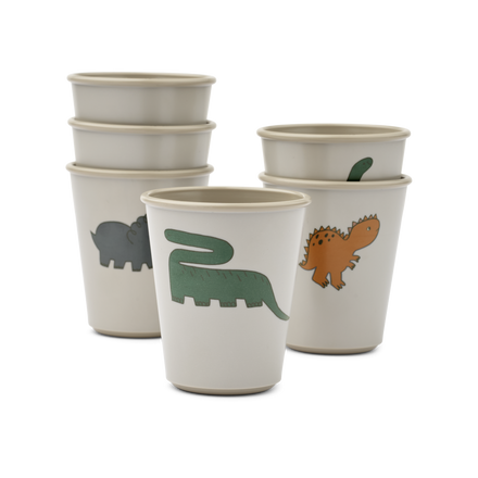 Liewood Lana Party Cups 6-Pack | Dinosaurs /Fog