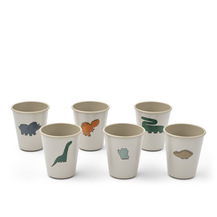 Liewood Lana Party Cups 6-Pack | Dinosaurs /Fog