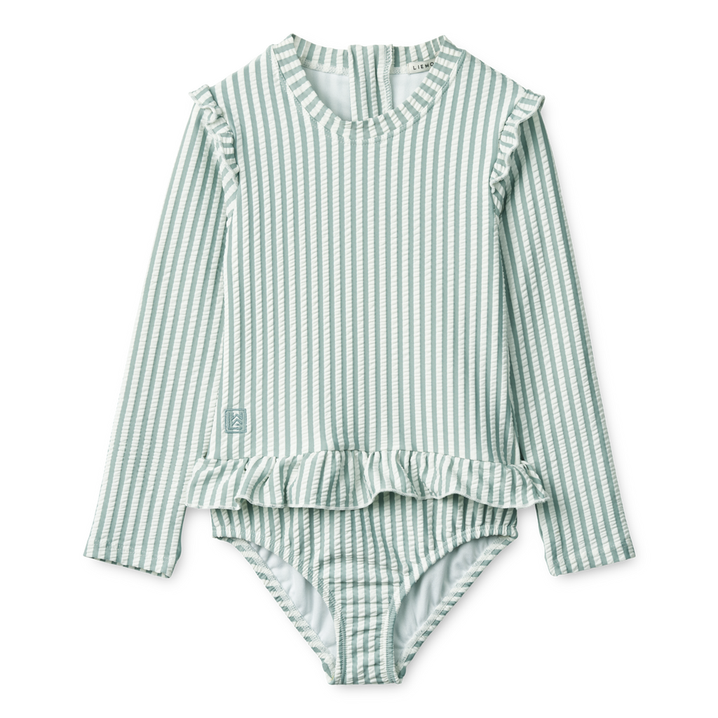 Liewood Sille Baby Seersucker SwimSuit | Y/D Stripe: Sea Blue/WhIte