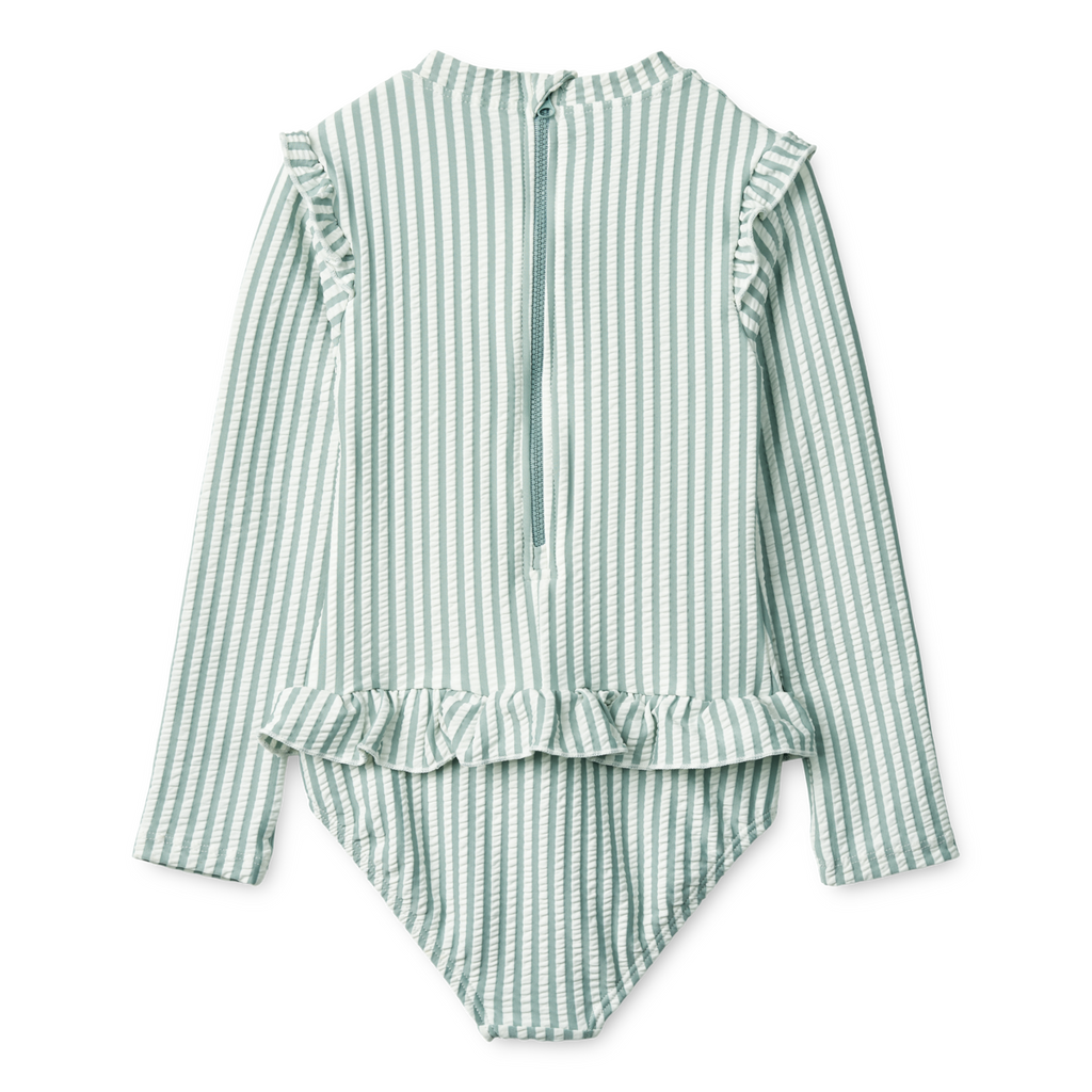 Liewood Sille Baby Seersucker SwimSuit | Y/D Stripe: Sea Blue/WhIte