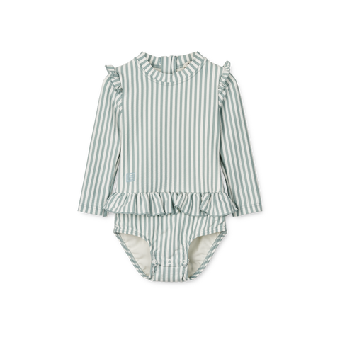 Liewood Sille Baby Seersucker SwimSuit | Y/D Stripe: Sea Blue/WhIte