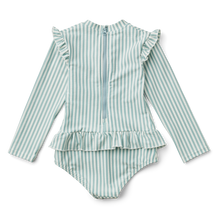 Liewood Sille Seersucker SwimSuit | Y/D Stripe: Sea Blue/WhIte