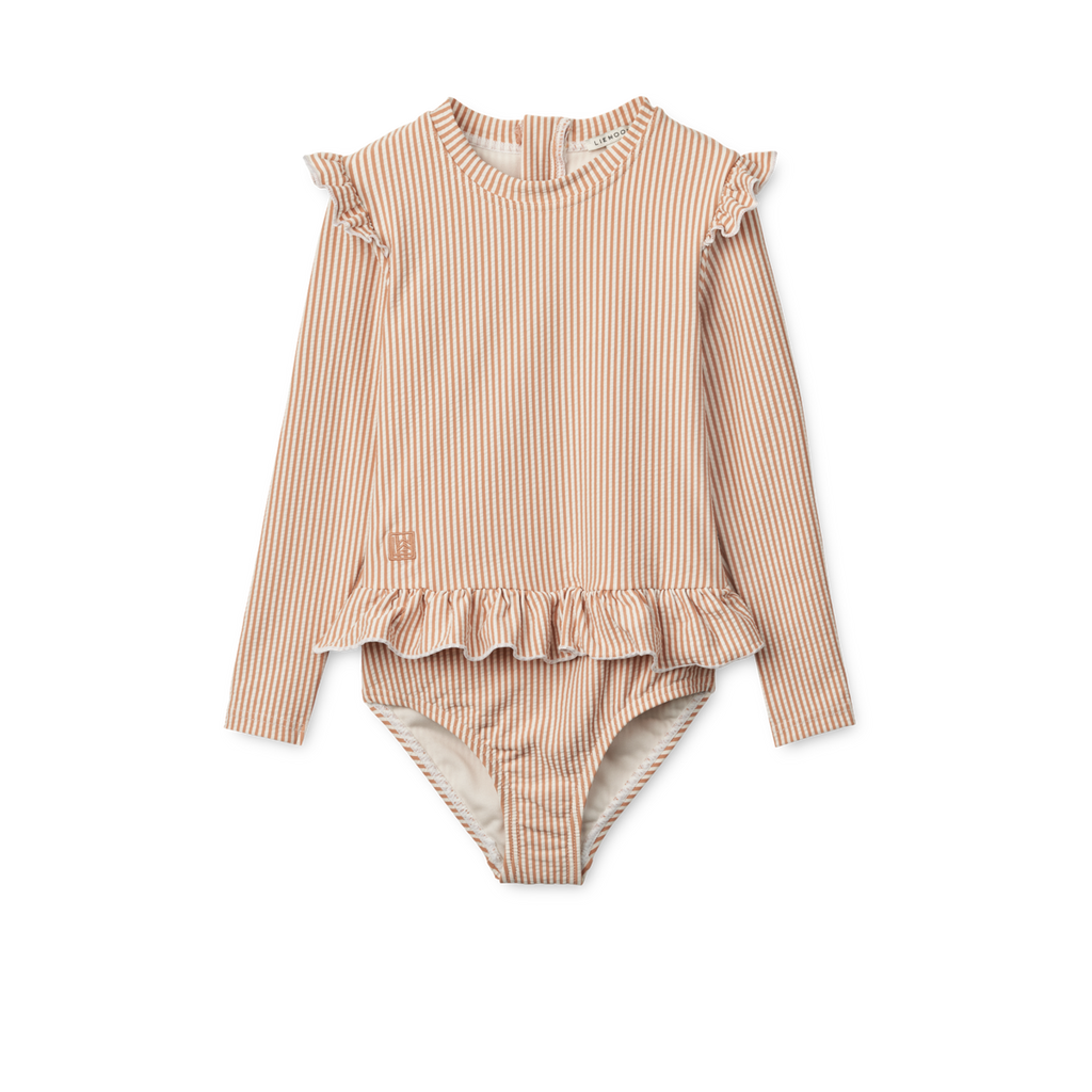 Liewood Sille Seersucker Swimsuit | Y/D stripe Pale tuscany /Creme de la creme