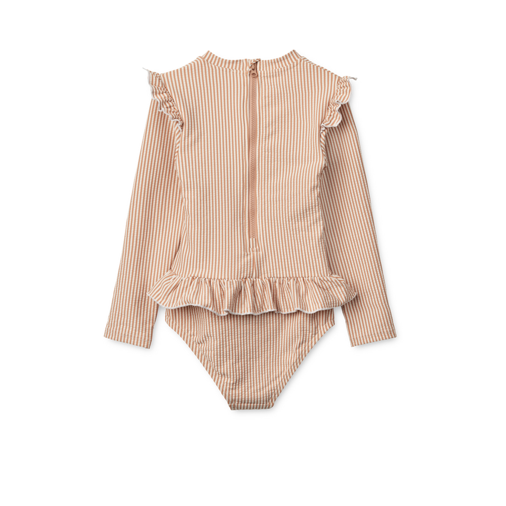 Liewood Sille Seersucker Swimsuit | Y/D stripe Pale tuscany /Creme de la creme