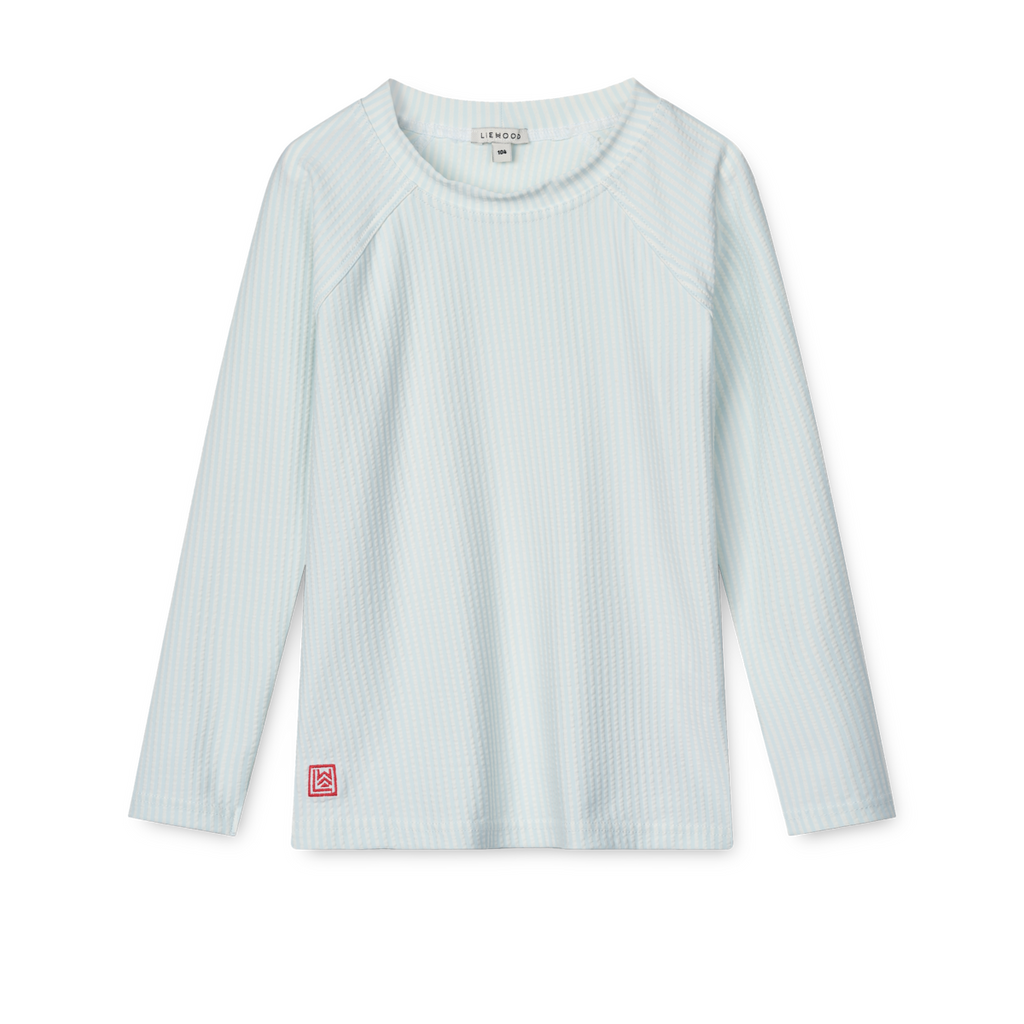 Liewood Noah Seersucker Long Sleeve Swim T-shirt | Y/D stripe Pure sky /Creme de la creme