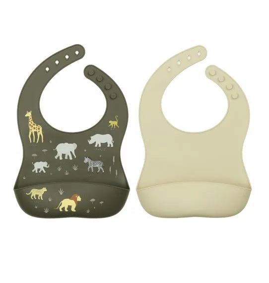 A Little Lovely Company Silicone Bib Set 2 | Savanna